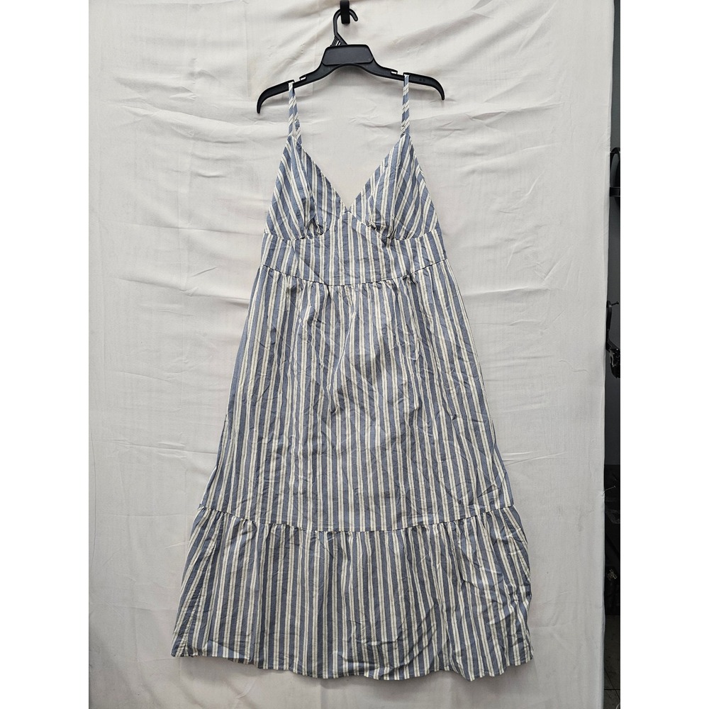 Universal Thread Womens Striped Midi Dress Blue Cotton Casual Size XXL